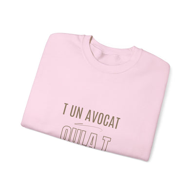 Sweatshirt "T avocat ou?" écrit beige