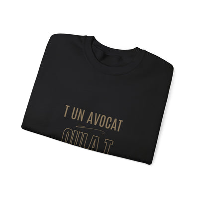Sweatshirt "T avocat ou?" écrit beige