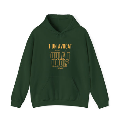 Hoodie "T un avocat ou?" écrit jaune